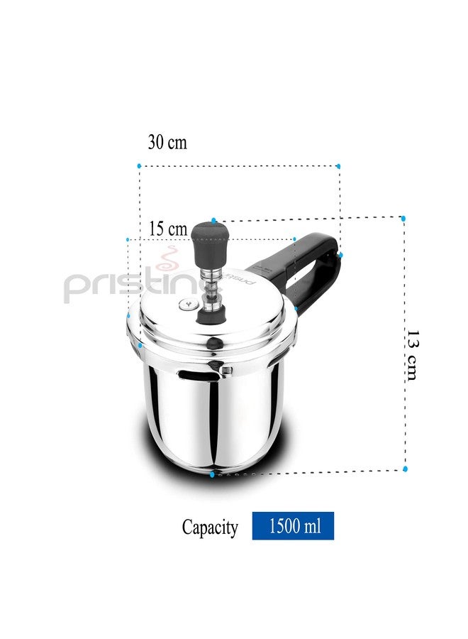 بريستين قدر ضغط من الفولاذ المقاوم للصدأ 18/8 ثلاثي الطبقات، قاعدة حثية، غطاء خارجي (1.5 لتر، فضي اللون)، حاصل على علامة الجودة الهندية ISI - Image 4
